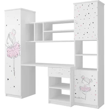 Dětská skříň MAXMAX Dětská stěna do pokoje - RŮŽOVÁ BALETKA 180x175x56 cm Růžová