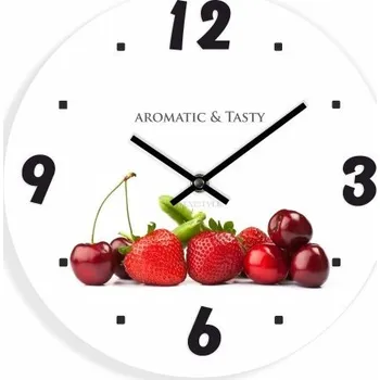 Hodiny Bílé kuchyňské hodiny s ovocem