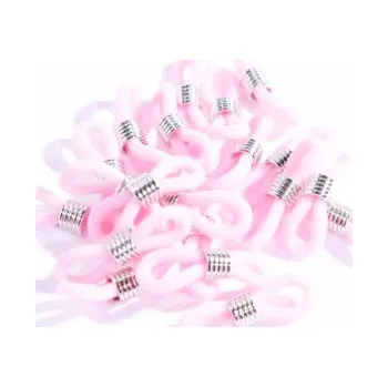 Brýlová obroučka Silikonové háčky na brýle se stříbrnou sponou - Světle růžové, 20 kusů