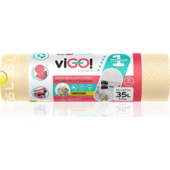 Pytle na odpadky Vigo pytle na odpadky zatahovací, 35 l, 54x62 cm, LDPE,s vůní vanilky, 15 ks, 26 µm