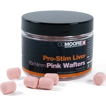 Boilies CC Moore vyvážené boilies Pro-Stim Liver Pink Dumbell Wafters 10x14mm 65ks