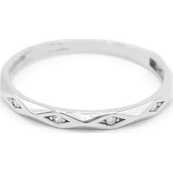 Prsten Prsten z bílého zlata, kroužek zdobený zkosením a zirkony 0,90g