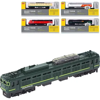 Vláček a vláčkodráha Lokomotiva 15cm vlak kovový model na podstavci na kolejích 5 druhů