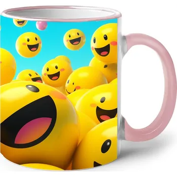 Keramický hrnek se smajlíky 4, Barva Růžová, Velikost 330 ml, Canvas Keramický hrnek s barevným uchem Bezvatriko.cz 2490