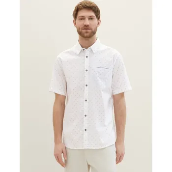 Pánská košile TOM TAILOR PÁNSKÁ KOŠILE S KR.RUKÁVEM VZOR- BÍLÁ XXL