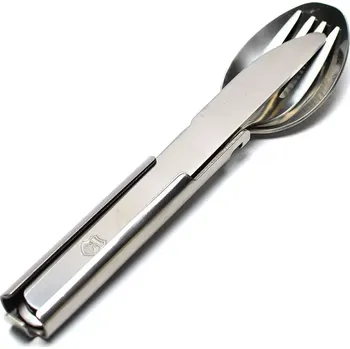 Příbor Příbor Maďarská Armáda nerez NEW (Originální čtyř dílná skládací sada příborů z nerezové oceli, výstrojní součást Maďarské Armády.)