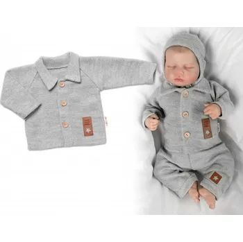 Kojenecké oblečení Pletený svetřík s knoflíčky Boy, Baby Nellys, šedý, Velikost koj. oblečení 74 (6-9m)