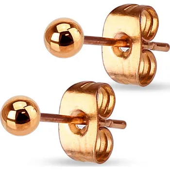 Šperk Šperky4U Ocelové náušnice - kuličky pozlacené - OPN1005-03