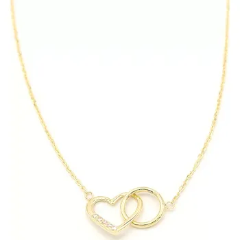 Řetízek Zlatý řetízek s propleteným kolečkem a srdíčkem se zirkony 2,15g