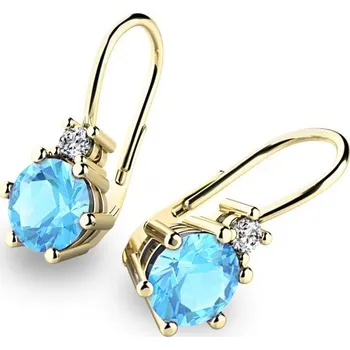 Náušnice Dámské náušnice akvamaríny a zirkony 10857-ZL-ZIR-SM