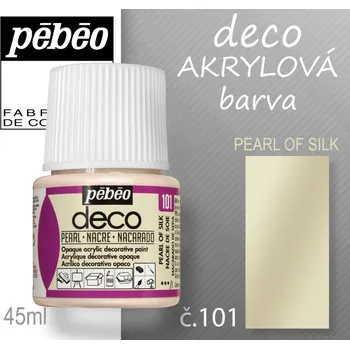 Vodová barva Barva AKRYLOVÁ perleťová Pébeo DECO. Odstín č.101 PEARL OF SILK. Balení 45 ml.
