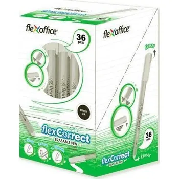 Gelové pero "FlexCorrect", modrá, 0,25 mm, 36 ks, s víčkem, vymazatelné, FLEXOFFICE FO-GELE002