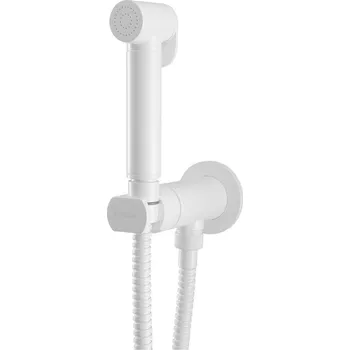 Podomítková bidetová baterie se Stop sprškou, kulatá, progresivní kartuše, bílá mat