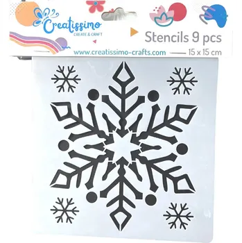 Creatissimo - plastová šablona Sněhové vločky set 9 ks 15x15 cm
