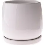 Keramický květináč s miskou, bílý 0/12