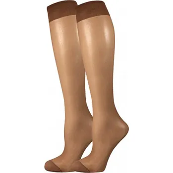Podkolenky dámské Lady B NYLON knee-socks 20 DEN 2 páry - tmavě hnědé, 35-41