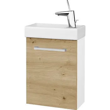 Koupelnový nábytek Dřevojas Umyvadlová skříňka HOST SZD 40 - N01 Bílá lesk / Úchytka T03 / D22 Karamel / Levé