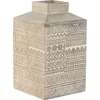 Váza Váza Home ESPRIT Mangové dřevo Koloniální styl Bílá Přírodní (18 x 30,5 x 18 cm)