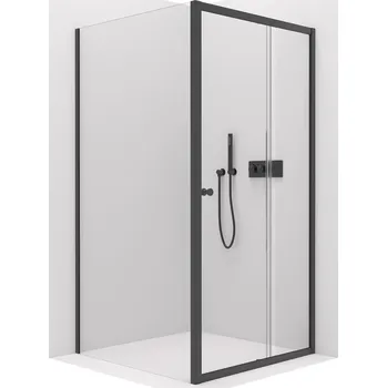 CERANO - Sprchový kout Varone POINT L/P - 6 mm - černá matná, transparentní sklo - 120x80x195 cm - posuvný