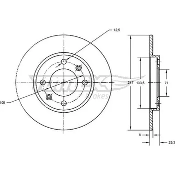 Brzdový kotouč Brzdový kotouč TOMEX Brakes TX 71-53