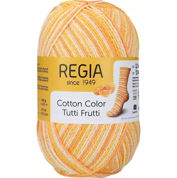Příze Regia 4-Ply Cotton Color 02416 Pomeranč (Ponožková pžíze bavlněná Regia 4-Ply Cotton Color 02416 orange color)