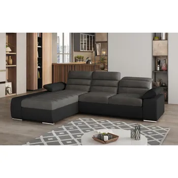 Sedací souprava Rozkládací rohová sedačka KORFU L šedá / černá