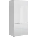 Věšáková skříň 4D, bílá/bílý extra vysoký lesk HG, JOLK