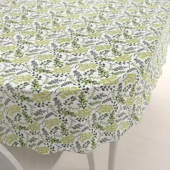 ubrus Bavlněný oválný ubrus Sandra SA-426 Zelené větvičky s lístky na bílém 50x100 cm
