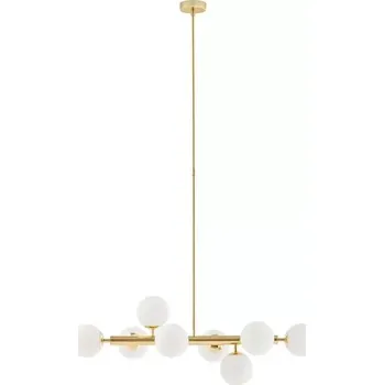 Kaspa 10754805 CUMULUS 2 - Stropní svítidlo na tyči ve zlaté barvě, bílá skla, 8 x E14, šířka 85cm (Exkluzivní stropní svítidlo na tyči na 8 LED žárovek E14)