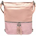 Střední starorůžový kabelko-batoh 2v1 s třásněmi Nickie