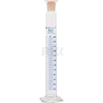 Válec odměrný s NZ, třída přesnosti A, modrá graduace, plastová zátka, Objem [ml]: 25, Dělení [ml]: 0,2, NZ: 14/23