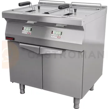 Elektrická fritéza 2x15l na uzavřeném podstavci, skříňce | KROMET, 700.FE-2x15f