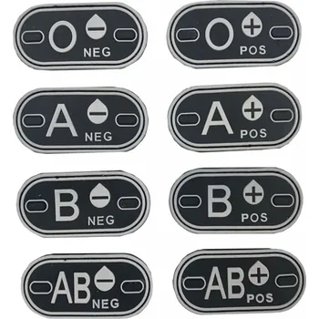 Nášivka 3D nášivka krevní skupiny 0 POS - černá/bílá, TYP D, A.C.M.