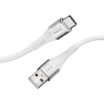 Nabíječka baterií Intenso USB kabel USB 2.0 USB-A zástrčka, USB-C ® zástrčka 1.50 m bílá látkový potah 7901102
