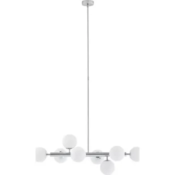 Kaspa 10753803 CUMULUS 2 - Stropní svítidlo na tyči v lesklém chromu, bílá skla, 8 x E14, šířka 85cm (Exkluzivní stropní svítidlo na tyči na 8 LED žárovek E14)