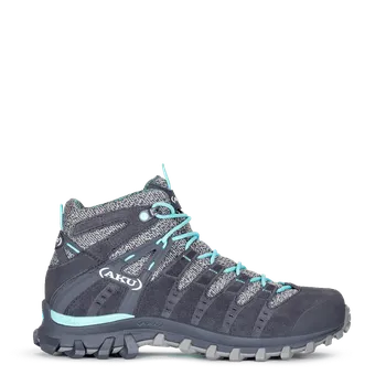 Dámská treková obuv AKU Alterra Lite GTX Mid - dámská kožená - šedá/modrá Velikost: 35