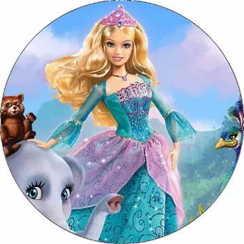 Jedlá dekorace na dort Jedlý papír Barbie a slůně 19,5 cm