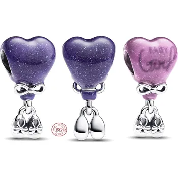 Přívěsek Charm Sterlingové stříbro 925 Srdce a botičky, Baby Girl - Holčička,mění barvu na teplo, korálek na náramek rodina