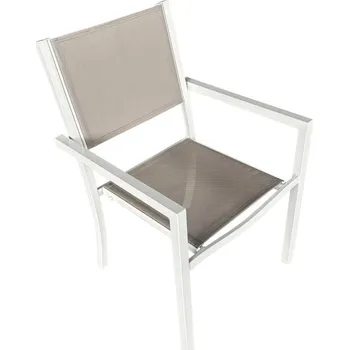MOB Zahradní židle Tempo Kondela DARIO (bílá ocel + světle šedá)