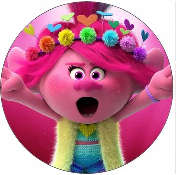 Jedlá dekorace na dort Jedlý papír Trollové Poppy 19,5 cm