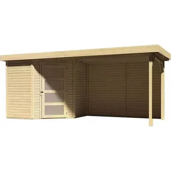Zahradní domek LANIT PLAST Dřevěný domek KARIBU SCHWANDORF 3 + přístavek 280 cm včetně zadní stěny (9212) natur LG3899