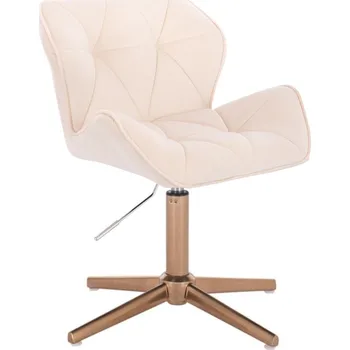 LuxuryForm DESIGN Kosmetická židle MILANO VELUR na zlatém kříži - krémová