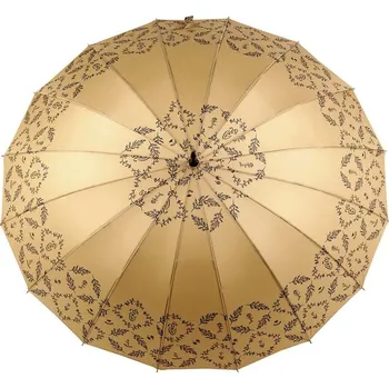 Deštník Dámský vystřelovací deštník větvičky a květy - 1 béžová písková