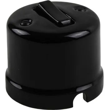 Elektrická zásuvka Elhard KN1002B Keramik nástěnné tlačítko - kulaté, klapka, černé