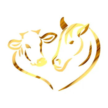 Samolepící dekorace Kůň s kravičkou v srdíčku pravá láska ke zvířatům (81 - chrom fólie zlatá zrcadlová) SAMOLEPKA NA AUTO, NÁLEPKA, FÓLIE, POLEP, TUNING, VLASTNÍ TEXT, TISK, AUTOSAMOLEPKY.cz, POLEPY, OBRÁZEK, LOGO, 3D STICKERS