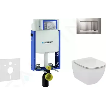 WC sada Geberit Kombifix Set předstěnové instalace, klozetu a sedátka Ideal Standard Tesi, tlačítka Sigma30, matný chrom/chrom, 110.302.00.5 NF7