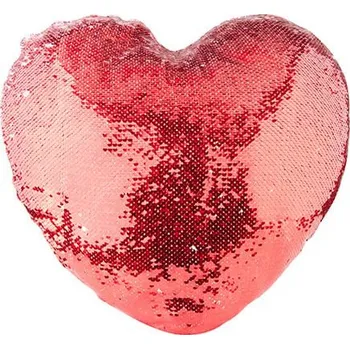 Povlak na polštářek Povlak na polštář s flitry 39 x 44 cm srdce - červený sublimace termotransfer