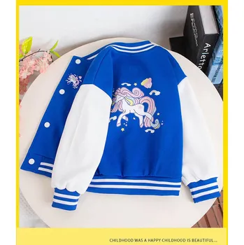 Chlapecký svetr Unicorn (Jednorožci) Dívčí mikina v "baseballovém" střihu s potiskem na motivy Jednorožce Barva: modrá, Velikost: 11 let / 160