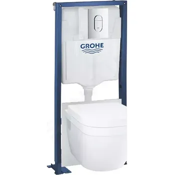 Grohe Solido Set předstěnové instalace, klozetu Euro Ceramic a sedátka softclose, tlačítko Arena Cosmopolitan, chrom, 39697000