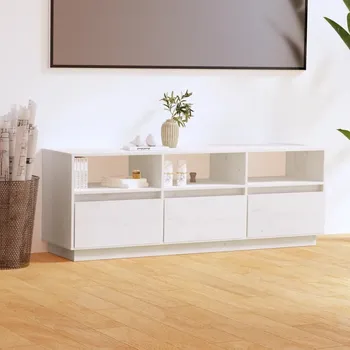 Televizní stolek vidaXL TV skříňka 140 x 37 x 50 cm masivní borové dřevo [813434] Barva: Bílá